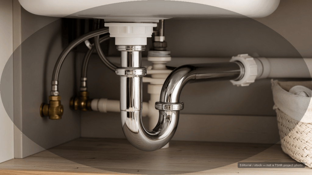 Under-sink P-trap plumbing and water-seal photo